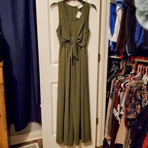 Everly Olive Green Tie Front Jumpsuit